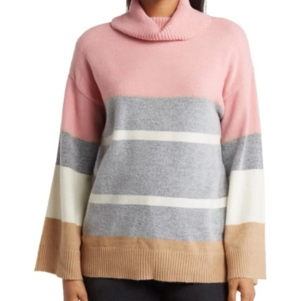 H by Halston Multicolor Turtleneck Sweater